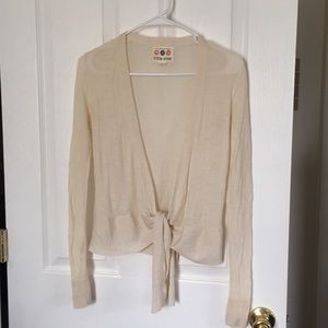 Title Nine Cream XS Wool Tie Cardigan Lightweight